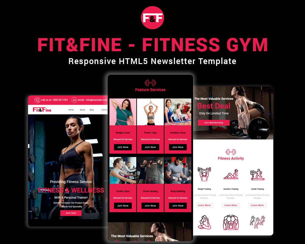 Fit&Fine - Fitness Gym Responsive HTML5 Newsletter Template