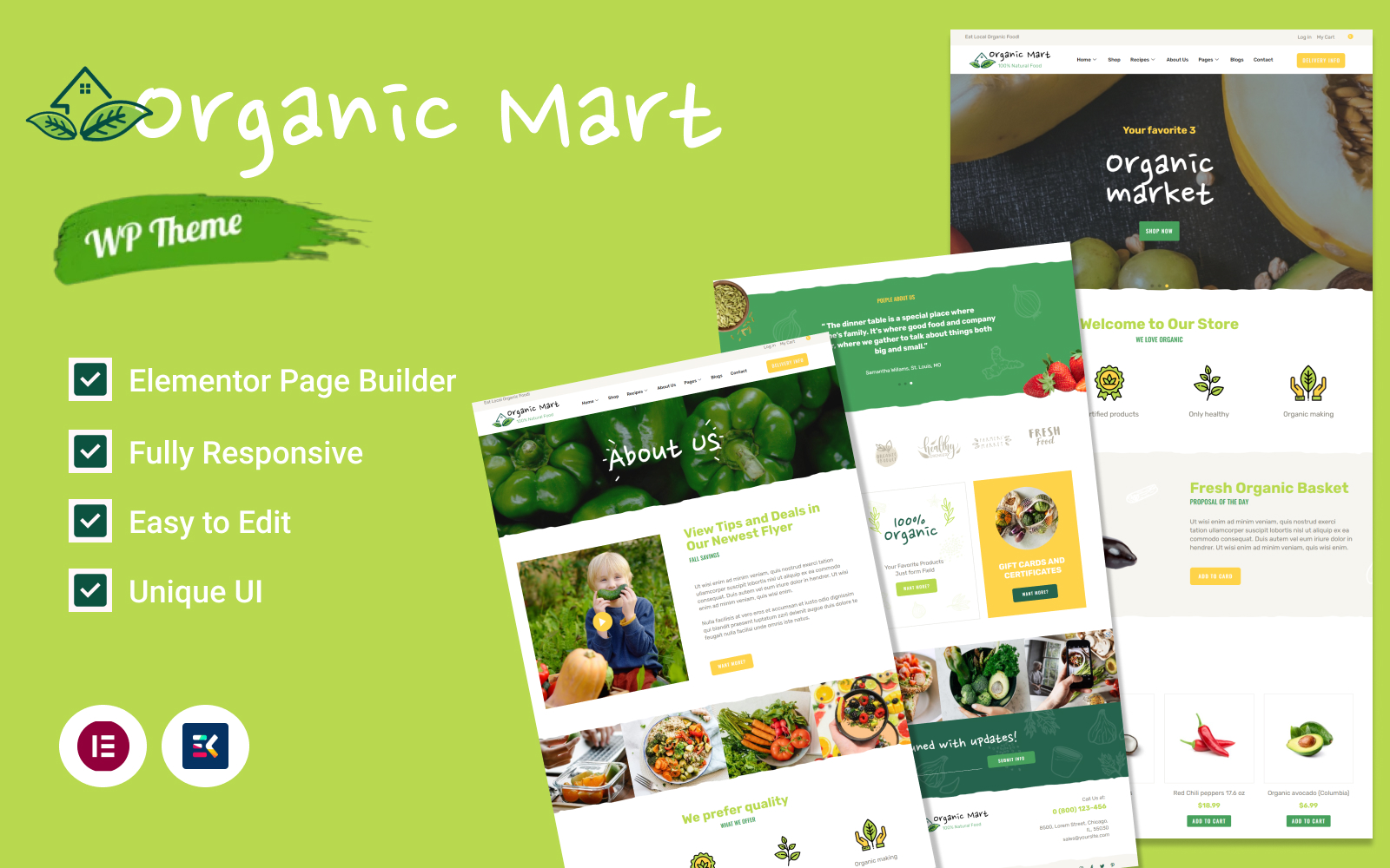 Organic Mart, organic food and organice store WP Theme