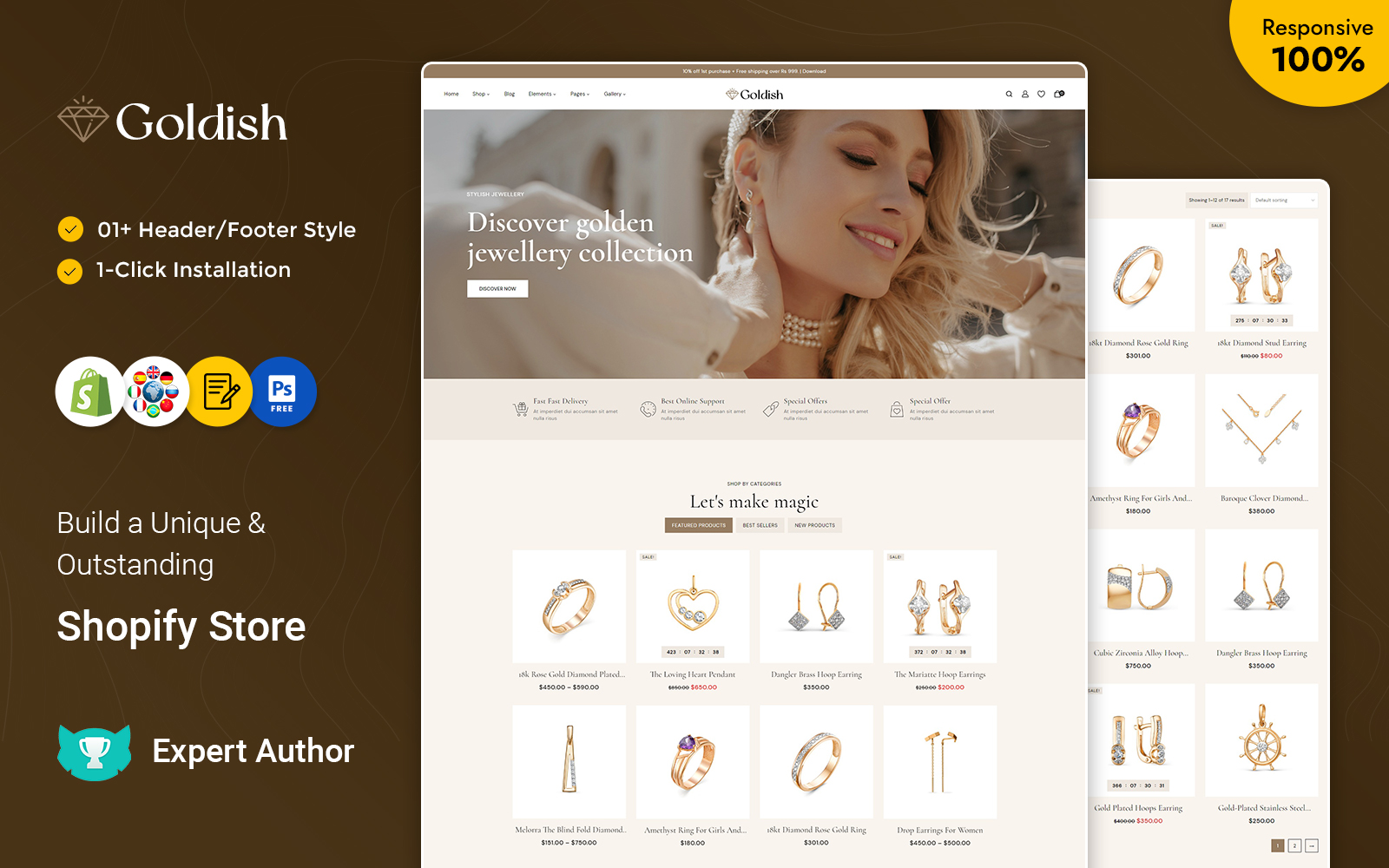 Goldish - Modern Jewelry, Diamond & Imitation Store Shopify Responsive Theme