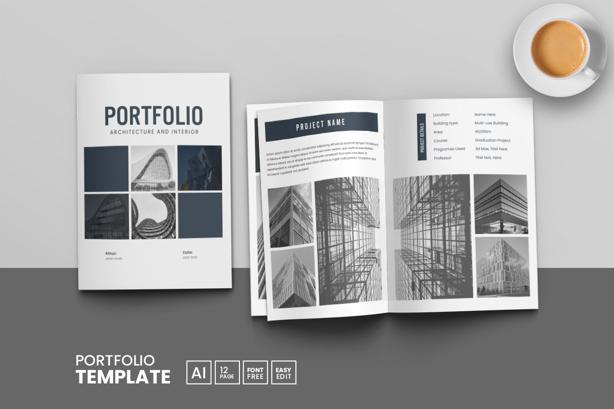 Architecture Portfolio Template or Interior Portfolio and Brochure Layout