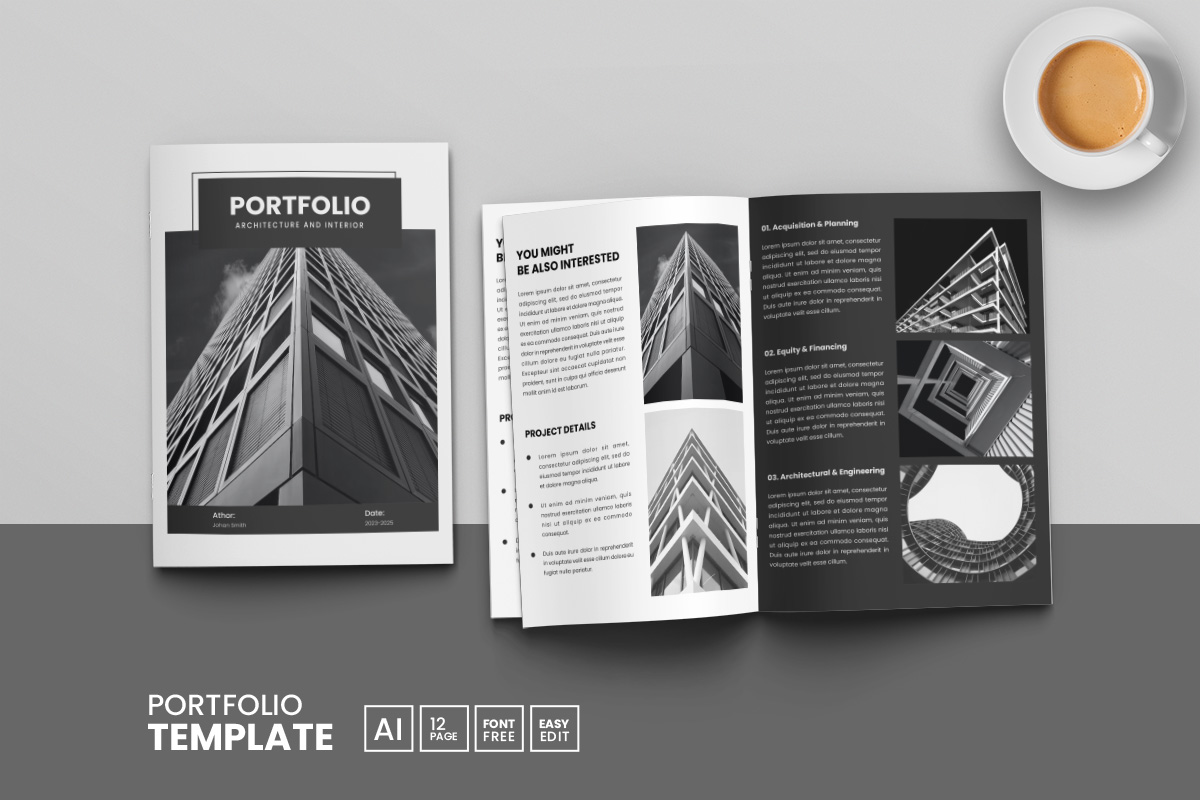 Portfolio Template Design Use for Photography Portfolio and Architecture Portfolio