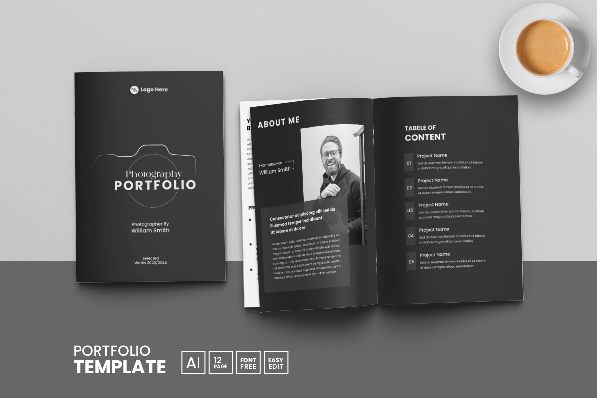 Photography Portfolio Template Design or Graphic Design Portfolio or Architecture Interior Portfolio