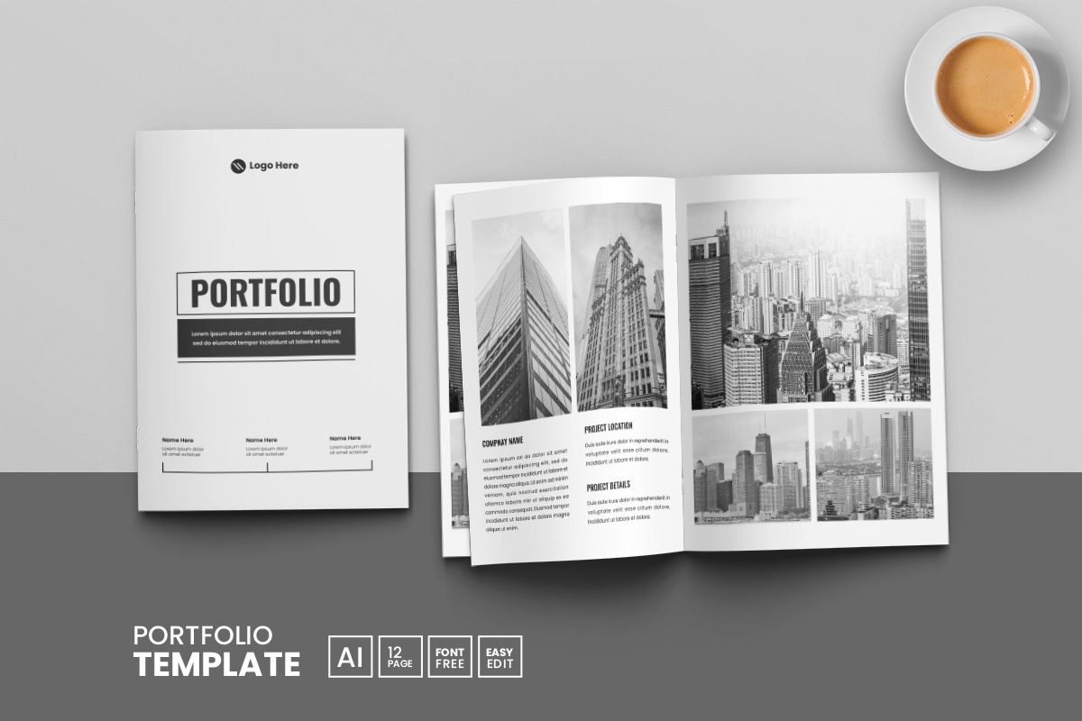 Modern Architecture Portfolio Template or Interior Portfolio and Brochure Layout