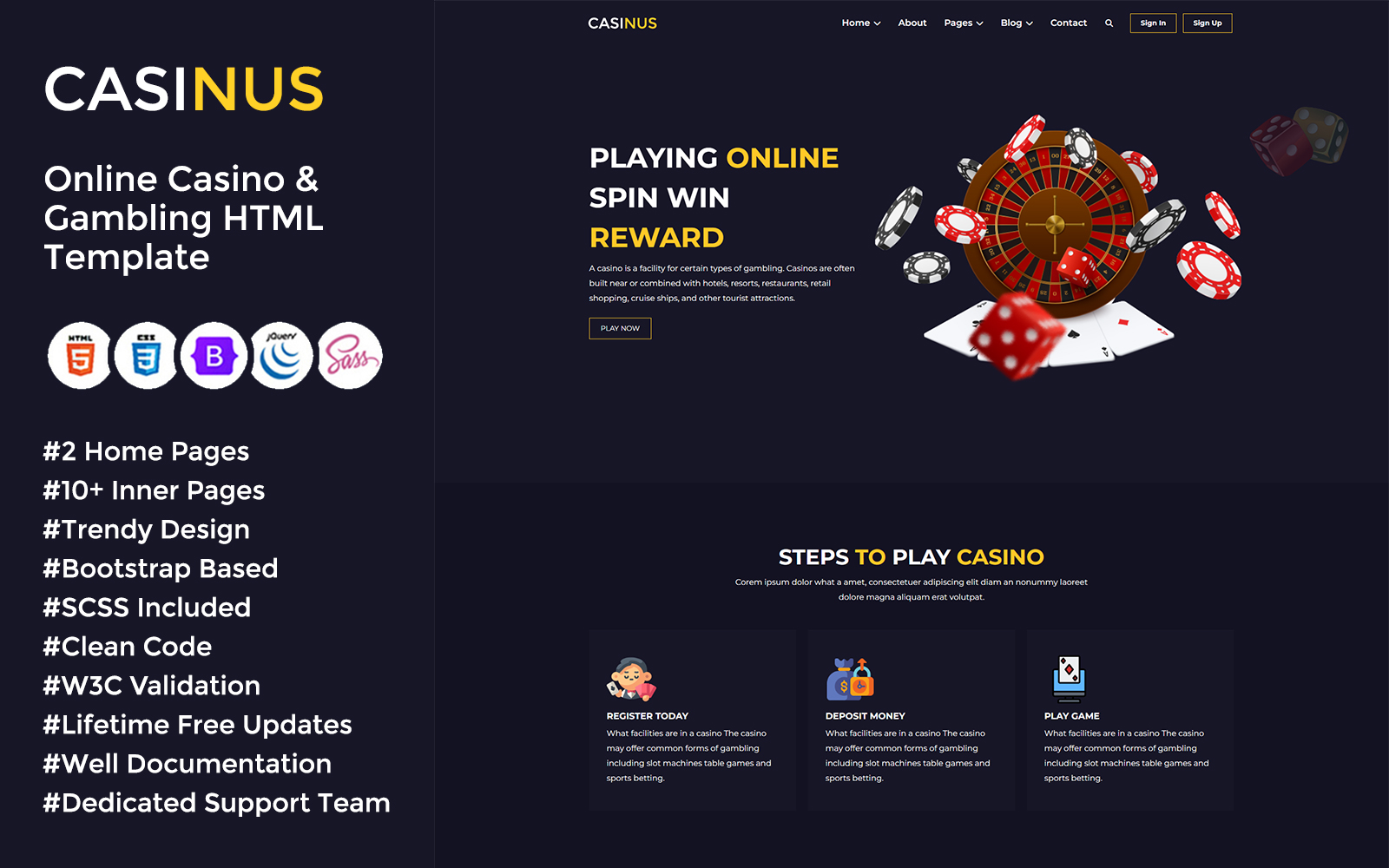 Casinus - Online Casino & Gambling HTML Template