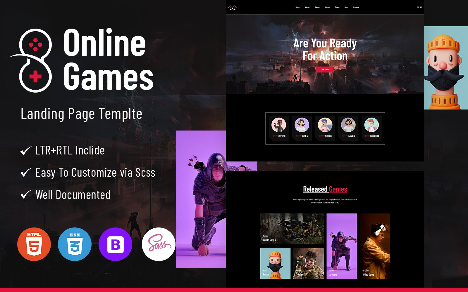 Artgame Online Game Bootstrap Html5 Landing Page Template