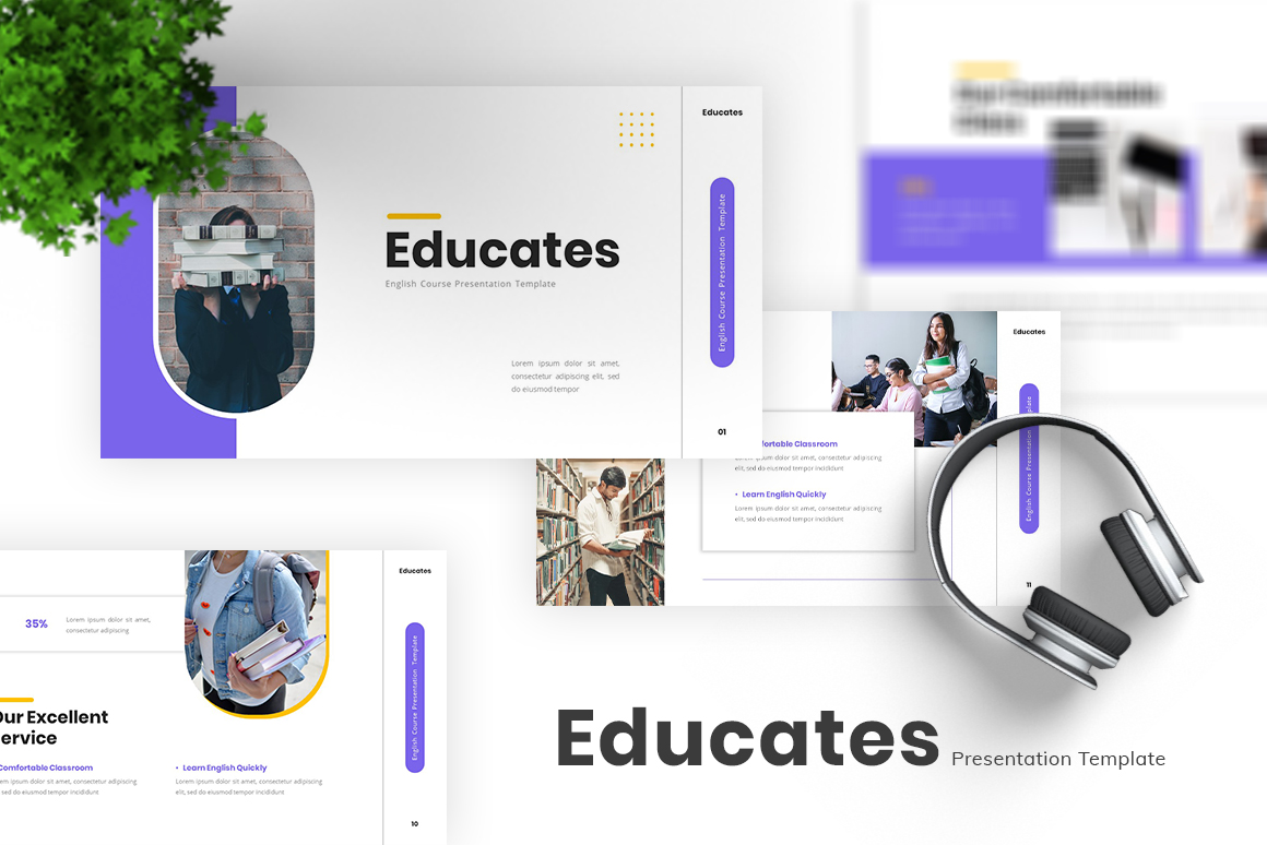 Educates English Course Powerpoint Template