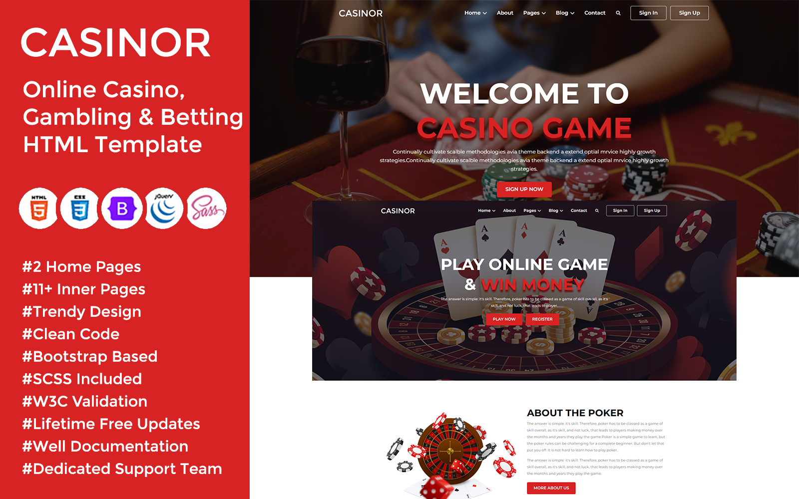 Casinor - Online Casino, Gambling & Betting HTML Template