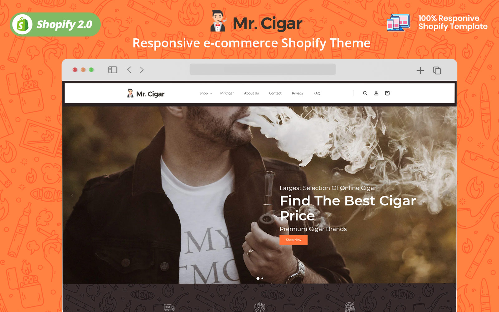 Mr. Cigar Stogie Tobacco Cigarette Shopify os 2.0 Theme