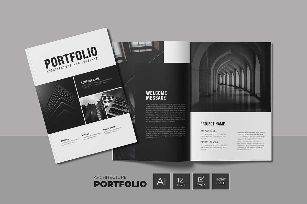 Architecture Portfolio with black and white
