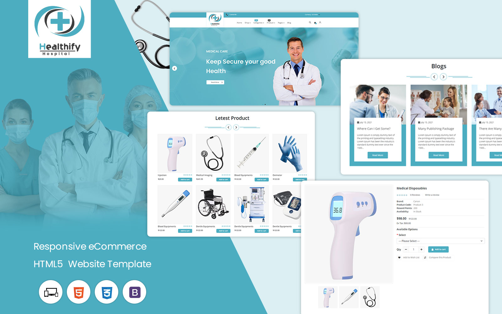 Healthify Web : Responsive HTML Template for Hospital and Medical Equipment Sales