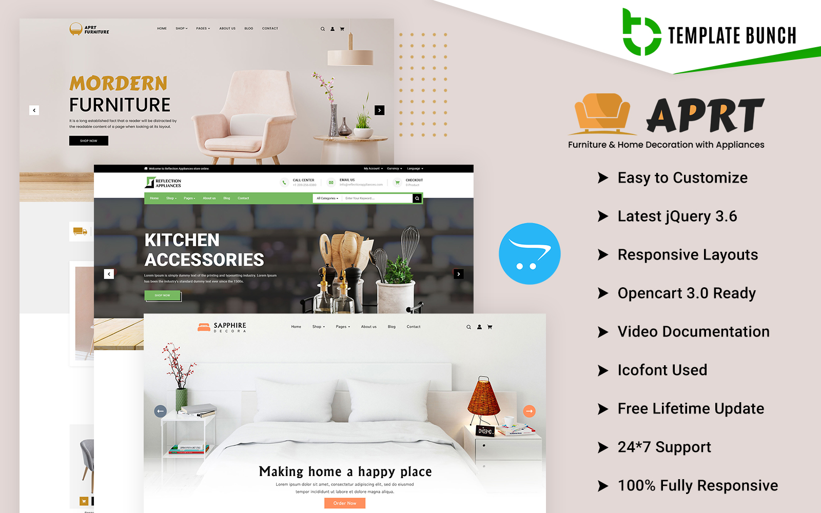 Aprt - Furniture and Decora with Home Appliance - Responsive Opencart 3.0 Ecommerce theme