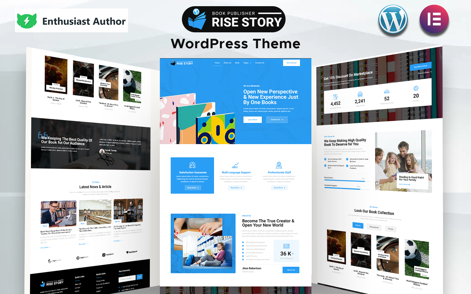 Rise Story - Book Publisher & Book Author WordPress Theme