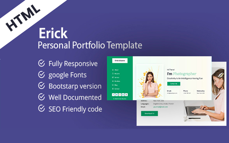 Erick - Personal Portfolio/CV HTML Template