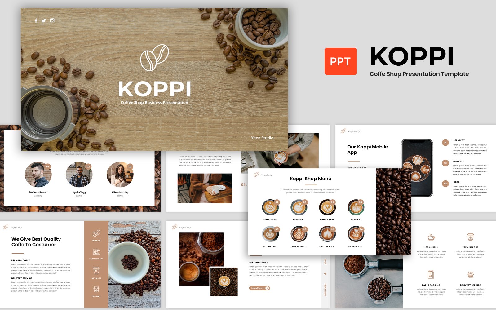 Koppi - Coffee Shop Presentation PowerPoint Template