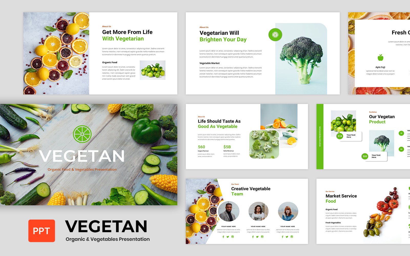 Vegetan - Organic Food Vegetable Presentation PowerPoint Template