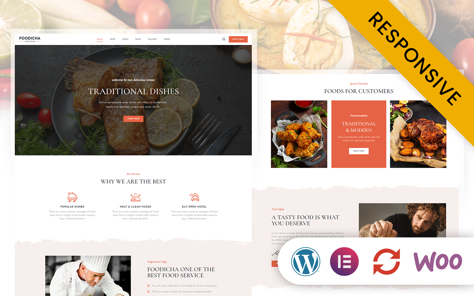 Foodicha - Sea Food Restaurant Elementor Wordpress Theme