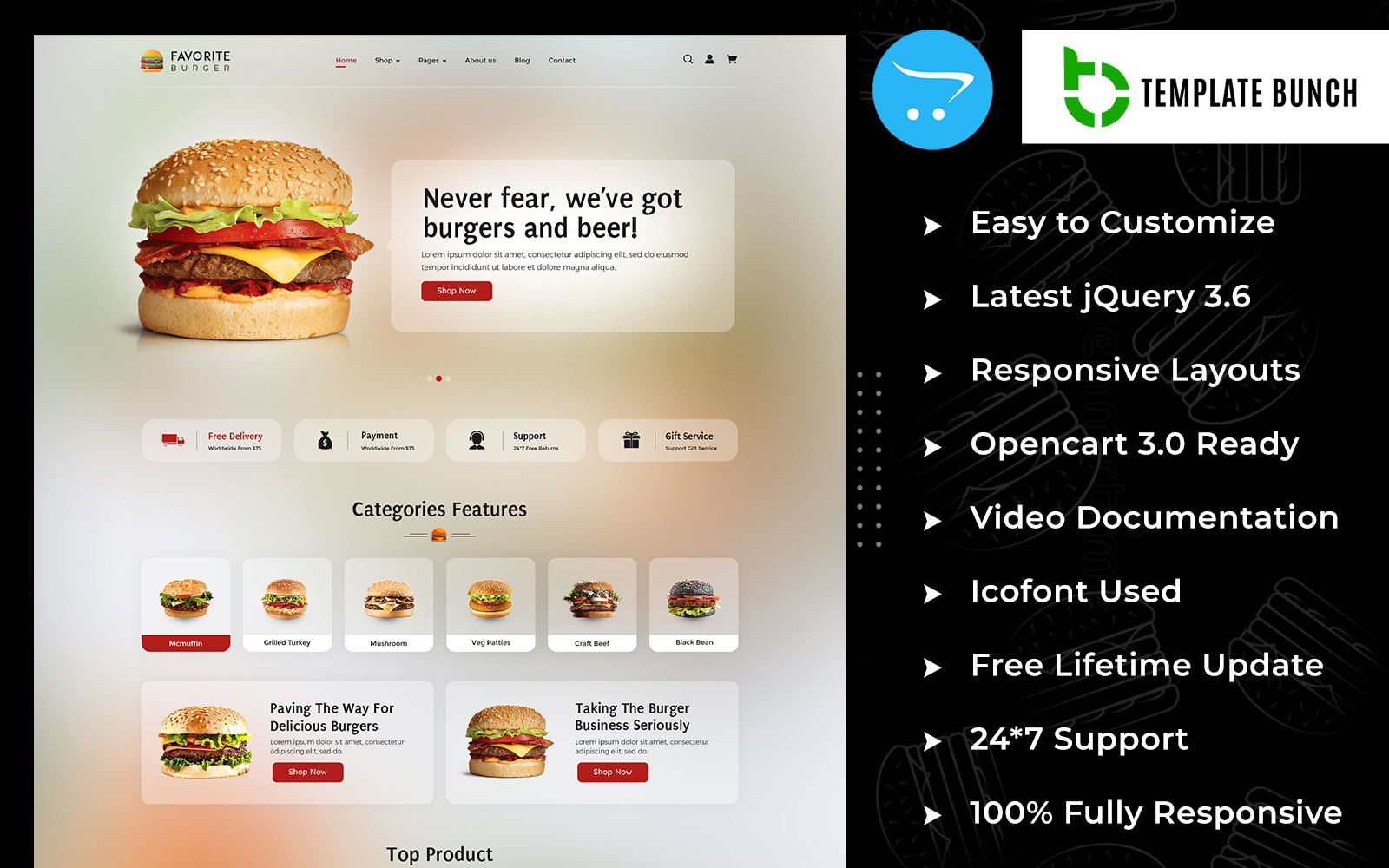 Favorite Burger - Responsive OpenCart Theme for eCommerce