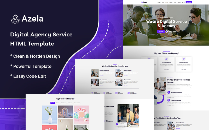 Azela – Digital Agency Service Website Template
