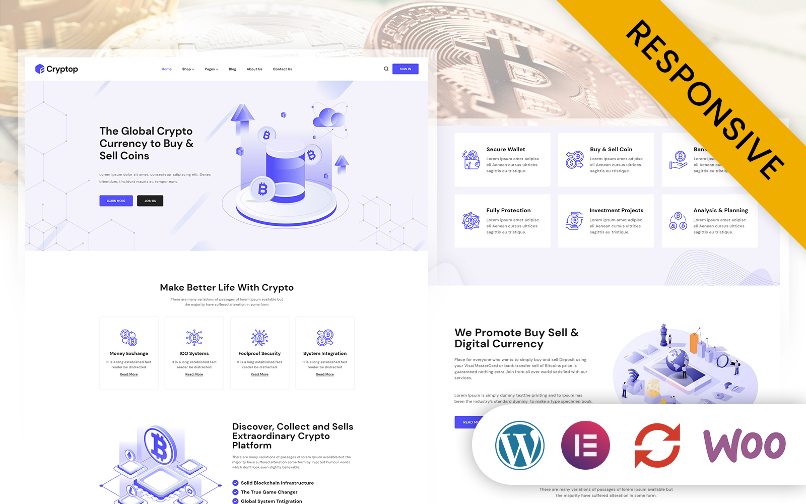 Cryptop - Bitcoin & Crypto Currency Elementor Wordpress Theme