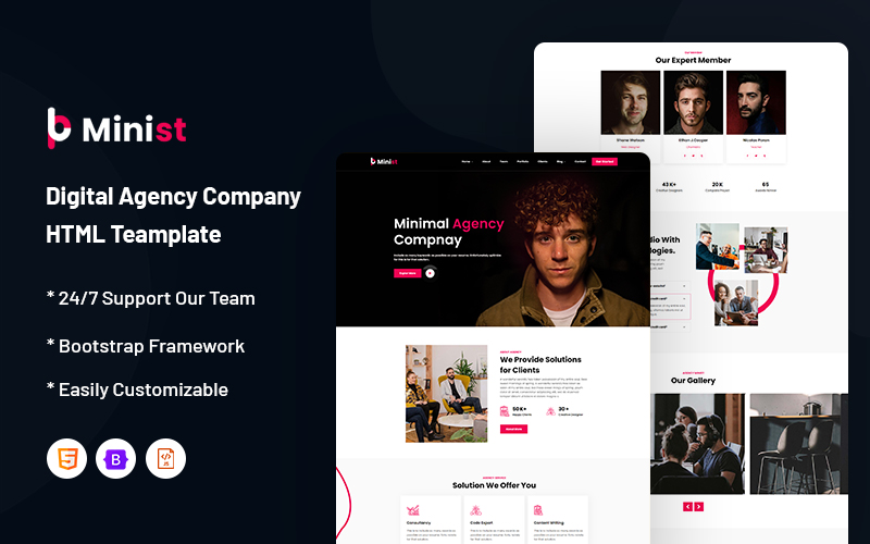 Minist - Minimal and Digital Agency Company Website Template