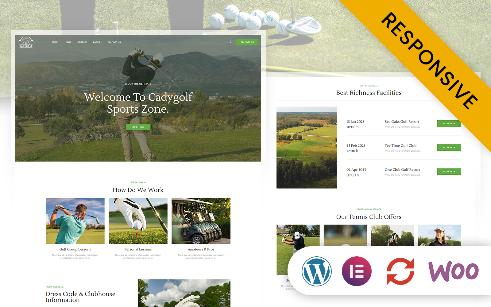 Cadygolf - Golf Course & Sports Club Elementor WordPress Theme