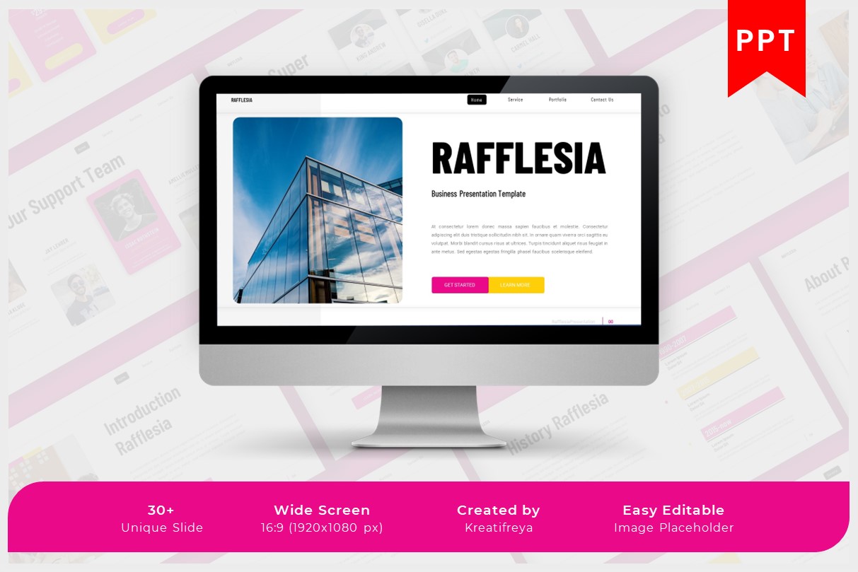Rafflesia - Pink Yellow PowerPoint Business Creative Template
