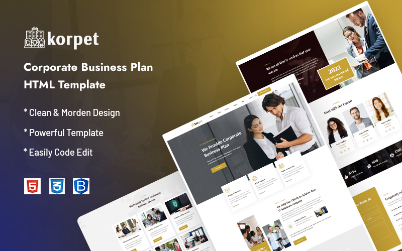 Korpret – Corporate Business Plan Website Template