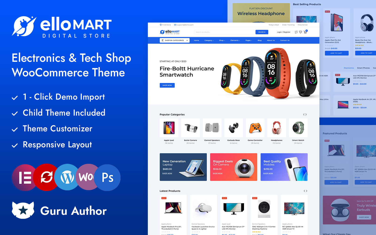 Ellomart - Electronics and Digital Store Elementor WooCommerce Responsive Theme