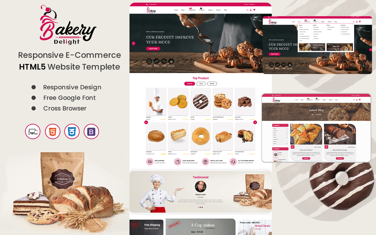 BakeryDelight Web- A Versatile Bakery Website Template for Sweet Success
