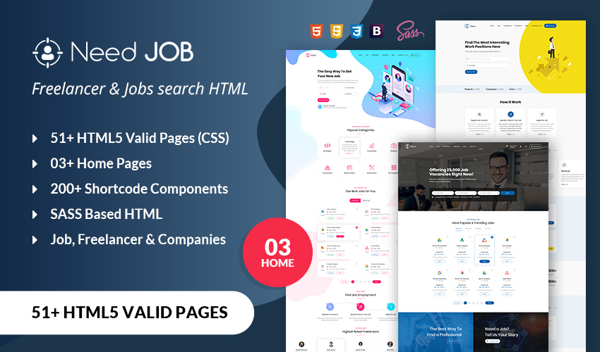 Need Job Freelancer and Jobs HTML Template