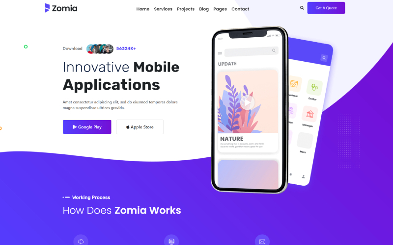 Zomia App Software HTML5 Template