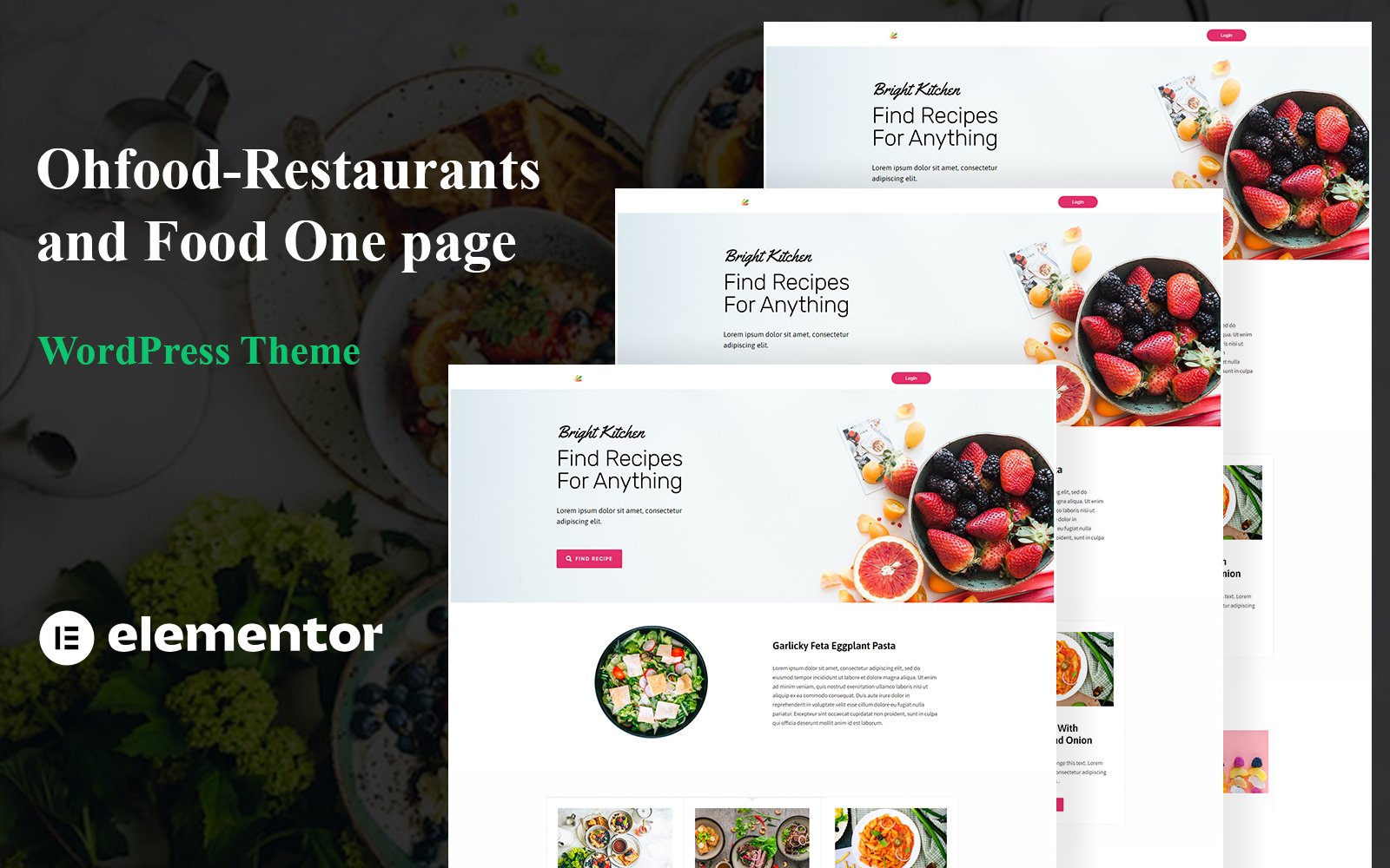 Ohfood - Restaurants and Food One page WordPress Theme