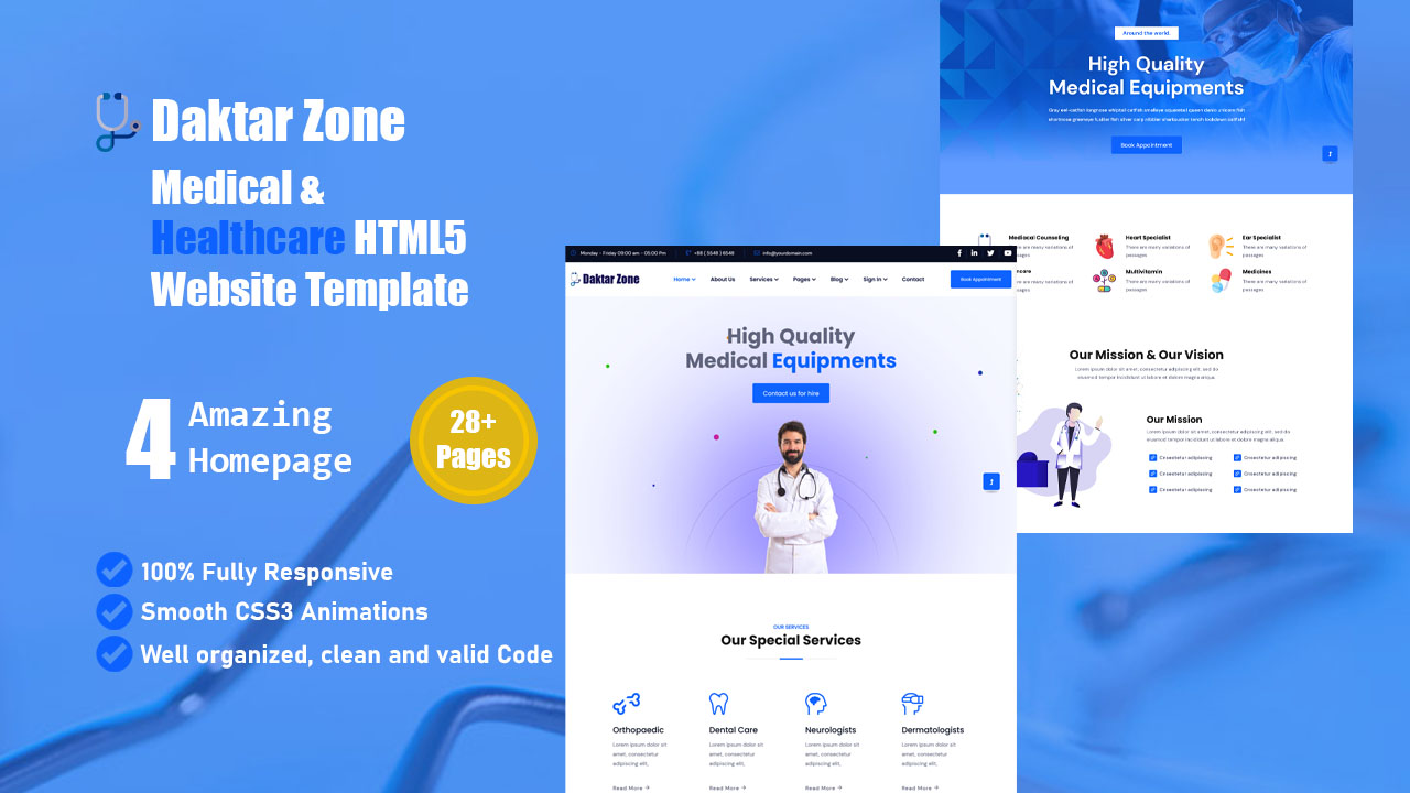 DaktarZone - Medical & Healthcare HTML5 Website Template