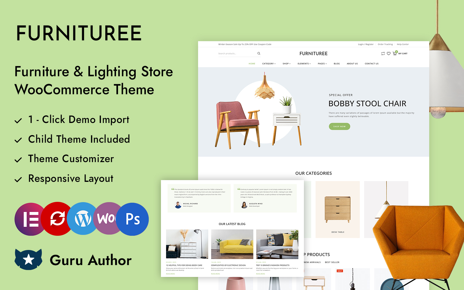 Furnituree - Furniture and Lighting Store Elementor WooCommerce Responsive Theme