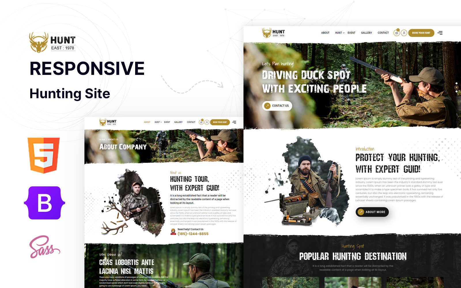 Hunt-East - Hunting Outdoor and Equipments HTML5 Website Template