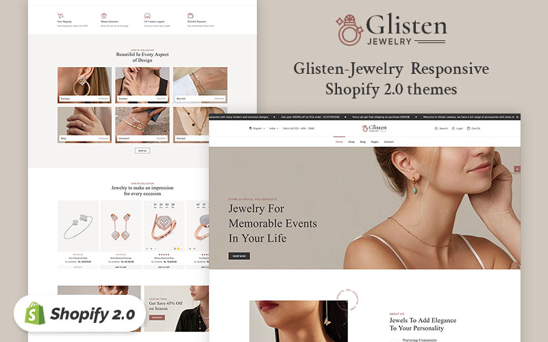 Glisten - Modern Jewelry & Fashion Store Multipurpose Shopify 2.0 Responsive Theme