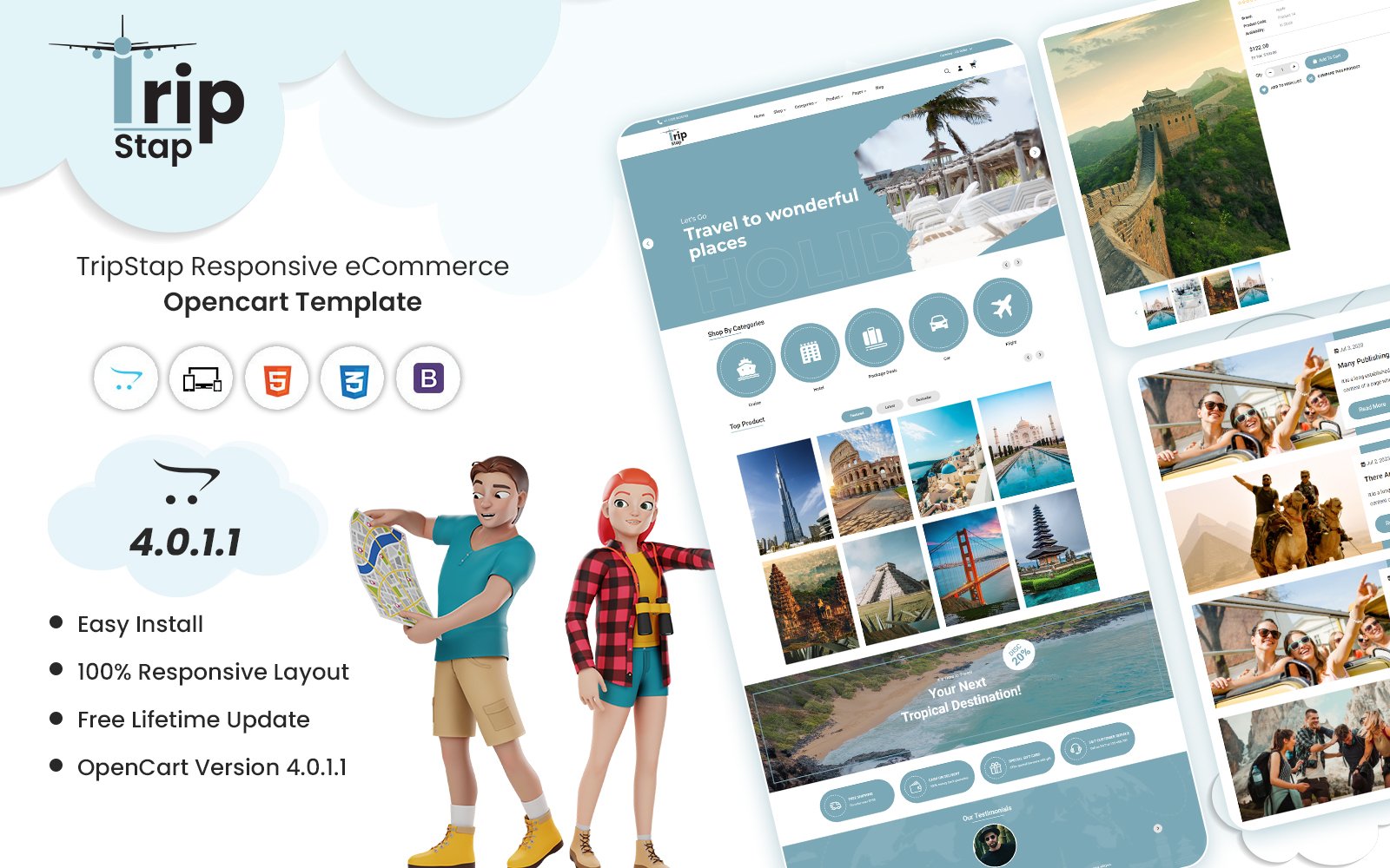 Tripstap - Tour, Hotels, Travels OpenCart 4 Template
