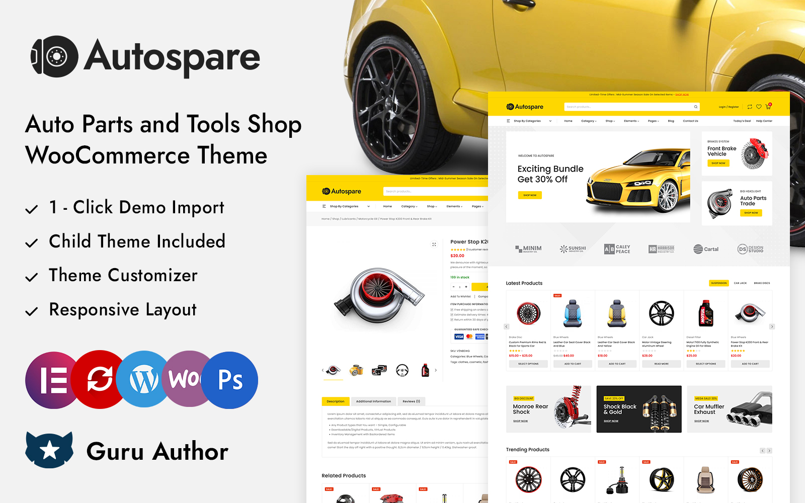 Autospare - Auto Parts and Tools Shop Elementor WooCommerce Responsive Theme