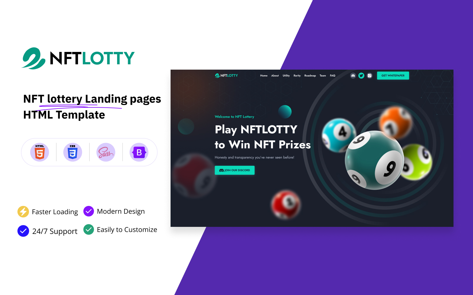 Nftlotty - NFT lottery Landing pages HTML Template