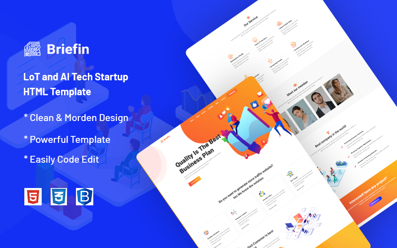 Briefin – IoT and AI Tech Startup Website Template