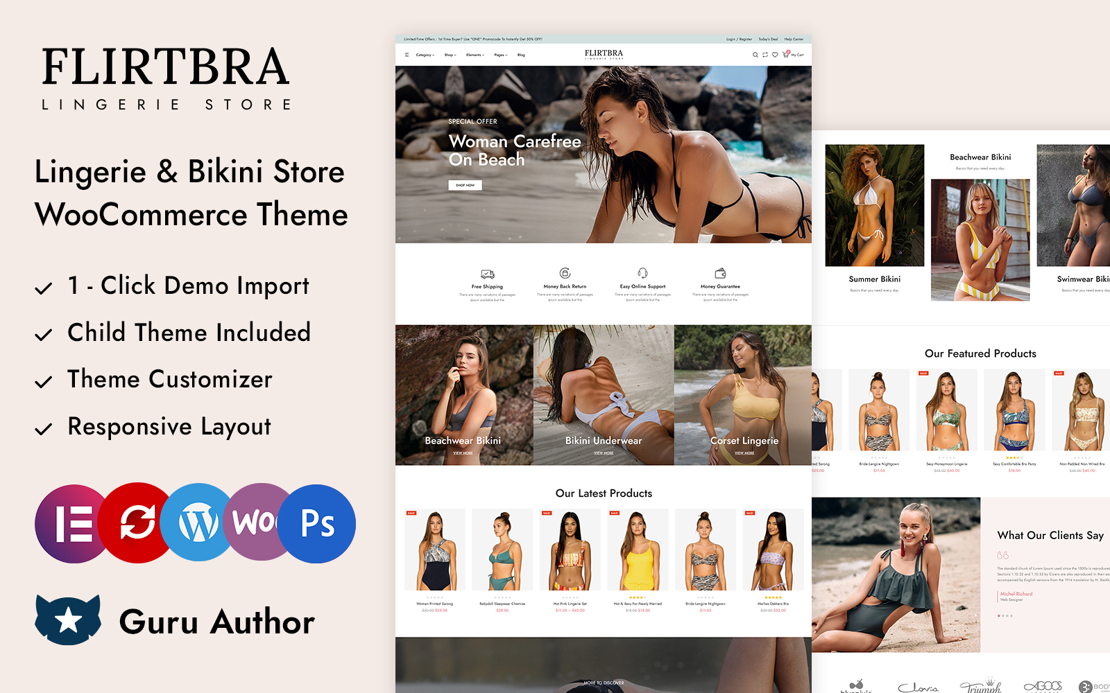 Flirtbra - Beachwear Bikini and Lingerie Store Elementor WooCommerce Responsive Theme