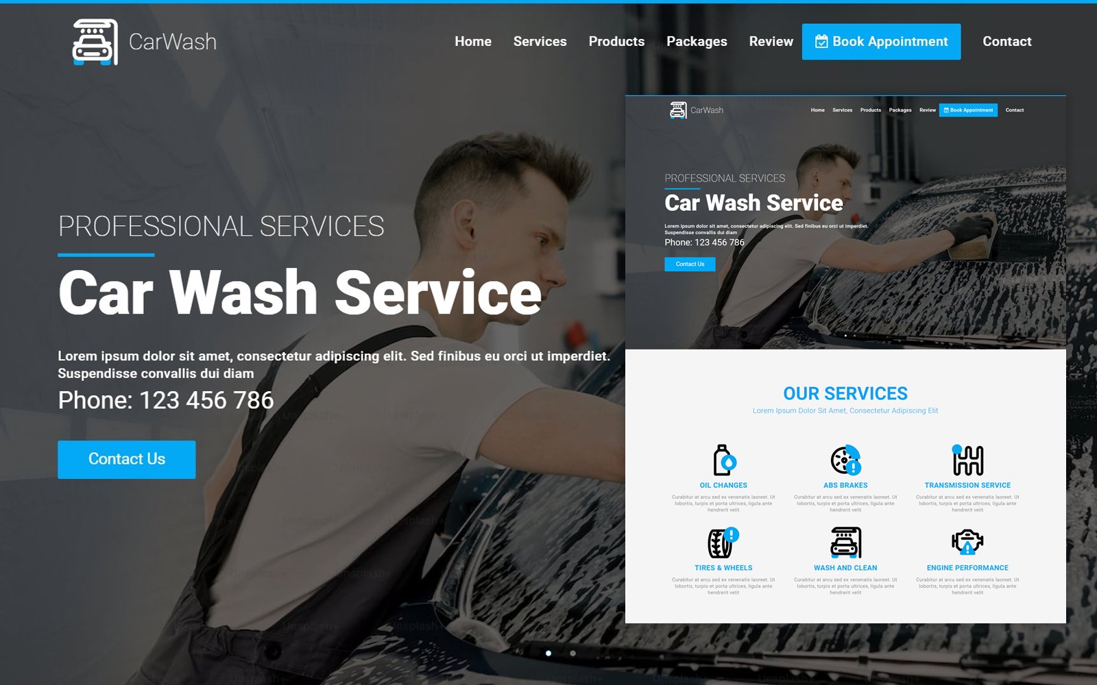CarWash - Car Wash, Auto Mechanic & Car Repair Landing Page Template