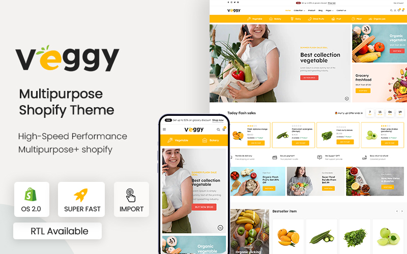 Veggy - Multipurpose Grocery food 2.0 Shopify Theme