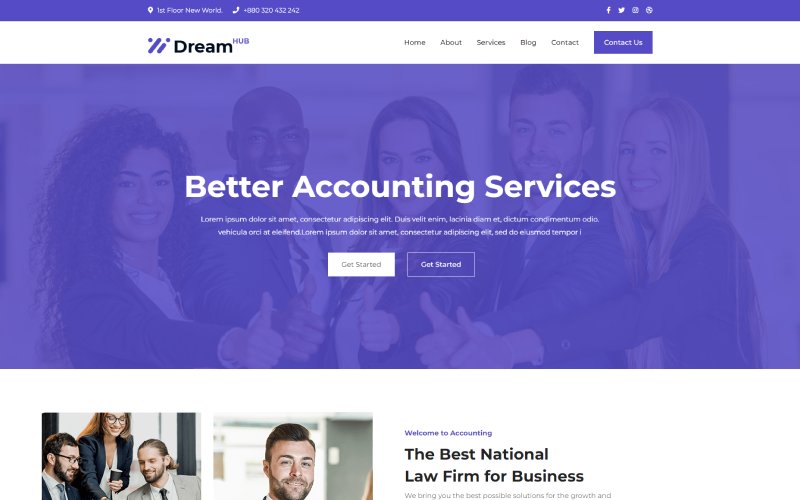 DreamHub - Accounting Elementor WordPress Theme