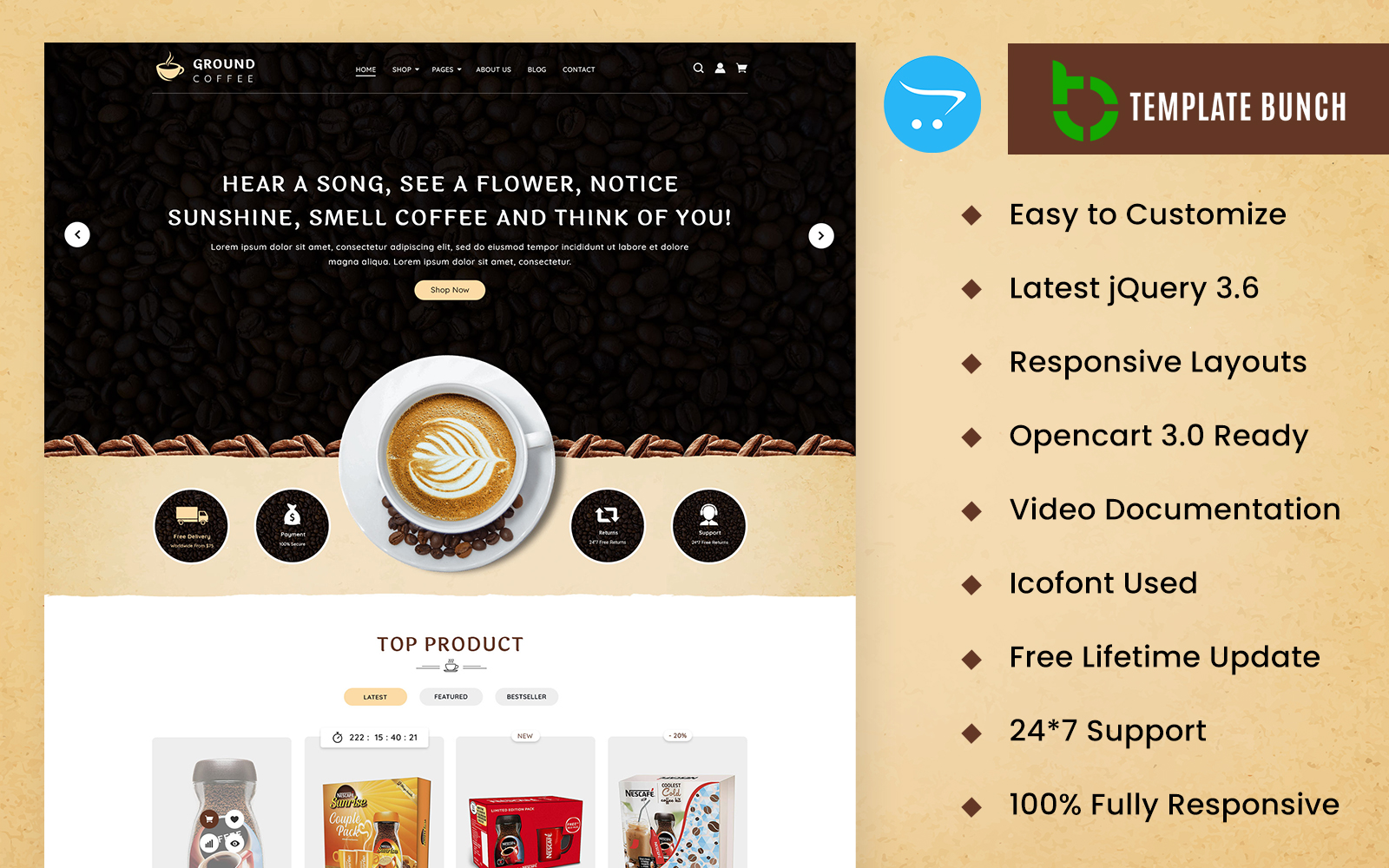Ground Coffee - Responsive OpenCart Theme for eCommerce