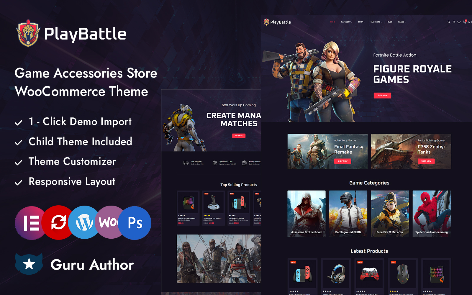 PlayBattle - Video Game and Electronics Accessories Store Elementor Woocommerce Responsive Theme