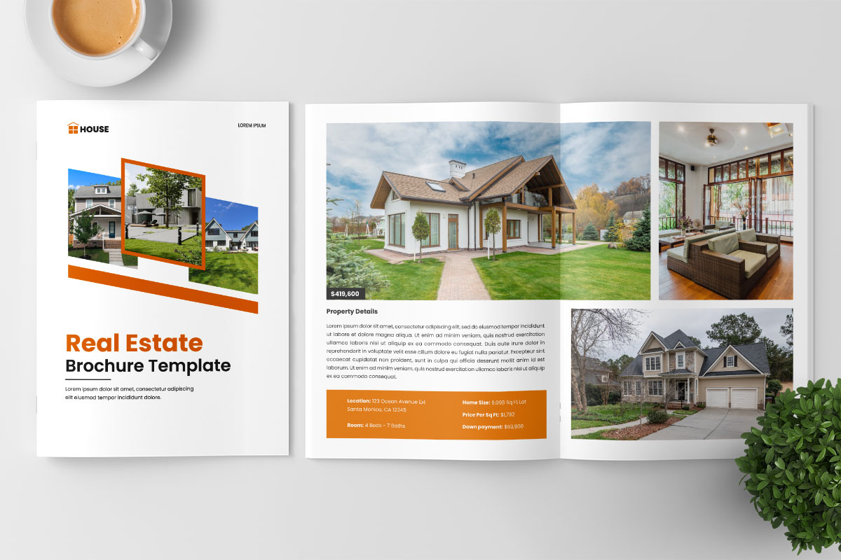 Real estate brochure template and construction business brochure layout design