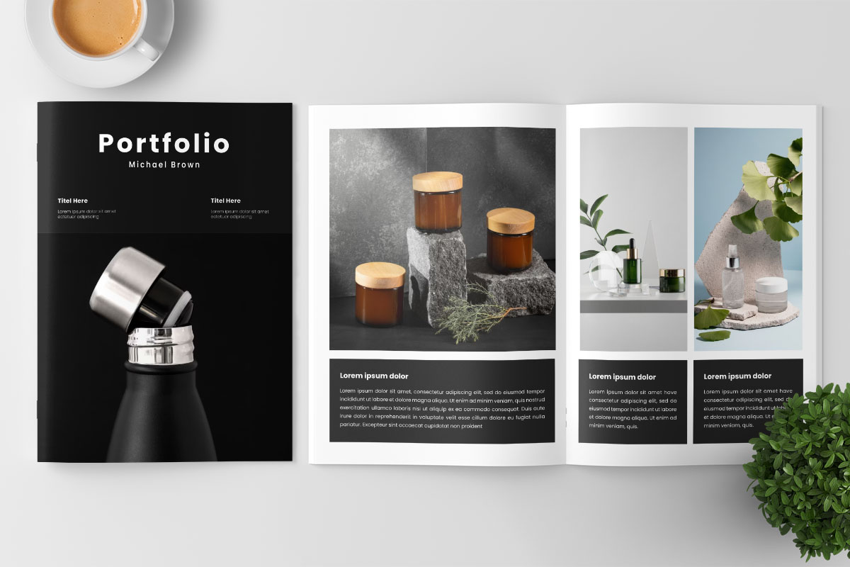 Minimalist design portfolio layout brochure template