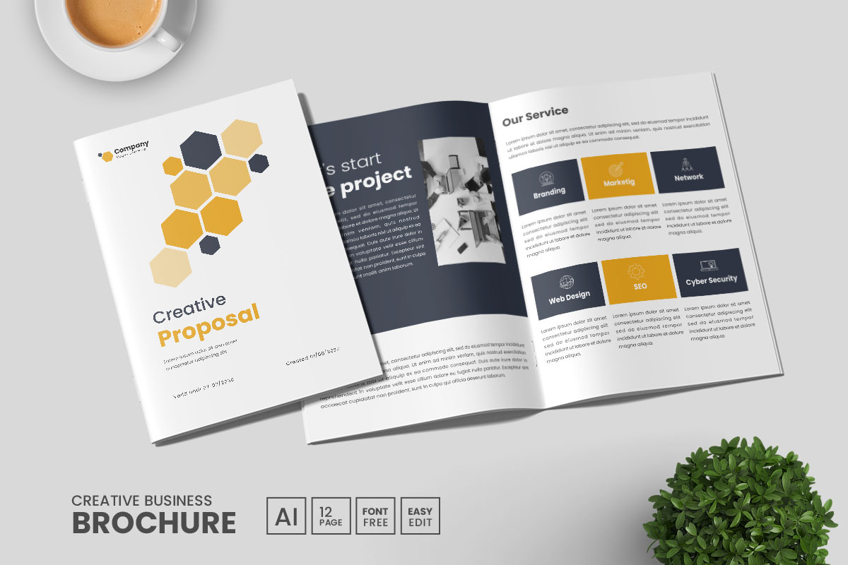 Project proposal or business proposal brochure template design and company profile layout