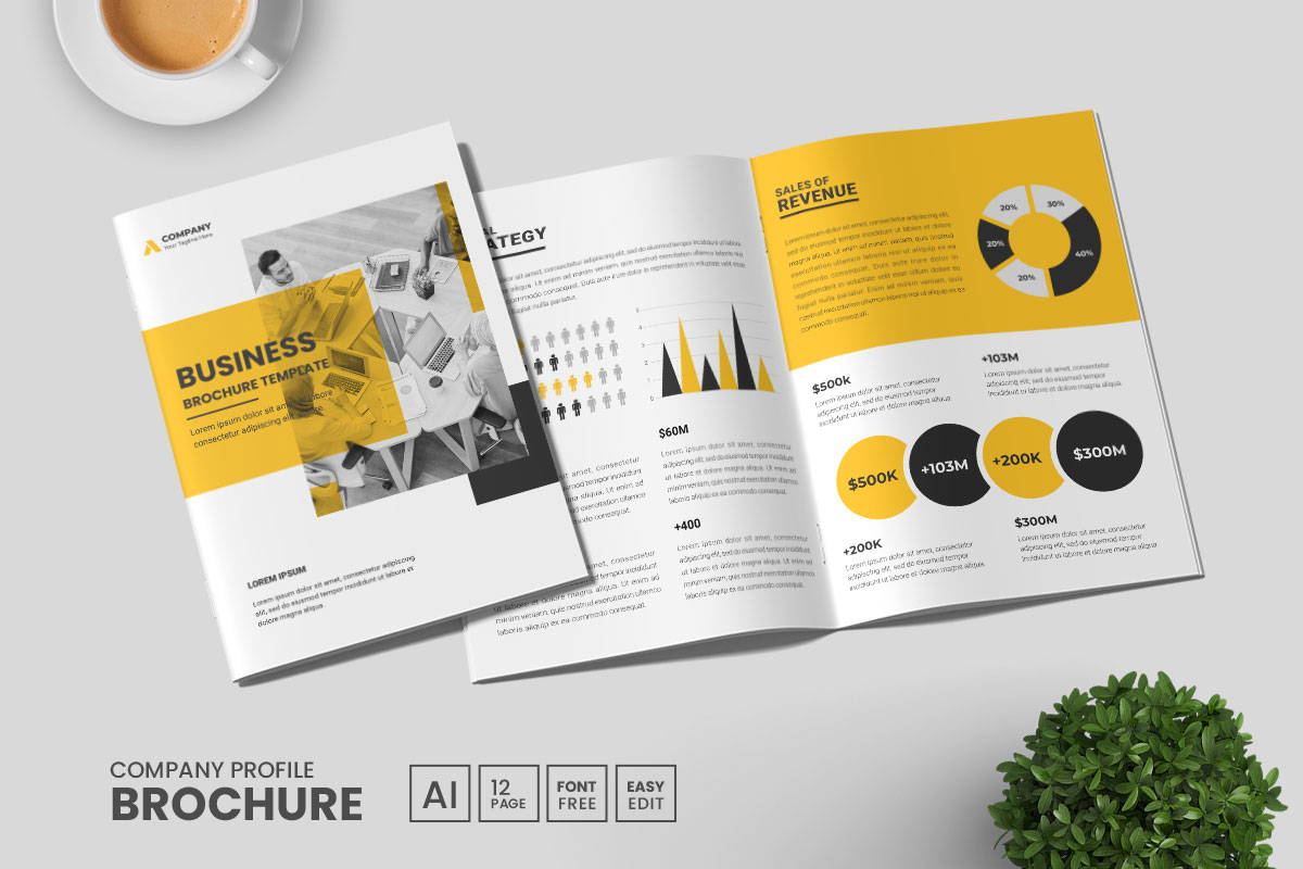 Minimal business brochure layout company profile template